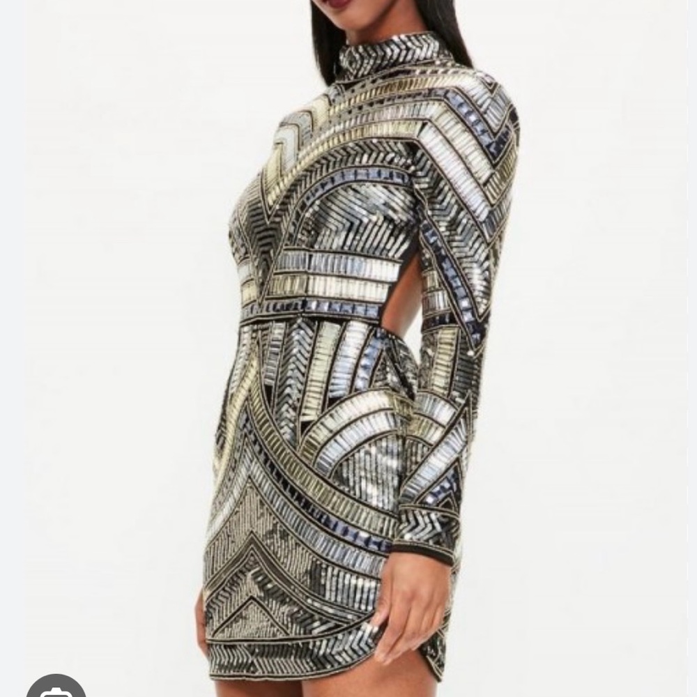 Peace + Love Black High Neck Embellished Bodycon Dress - Picture 15 of 16